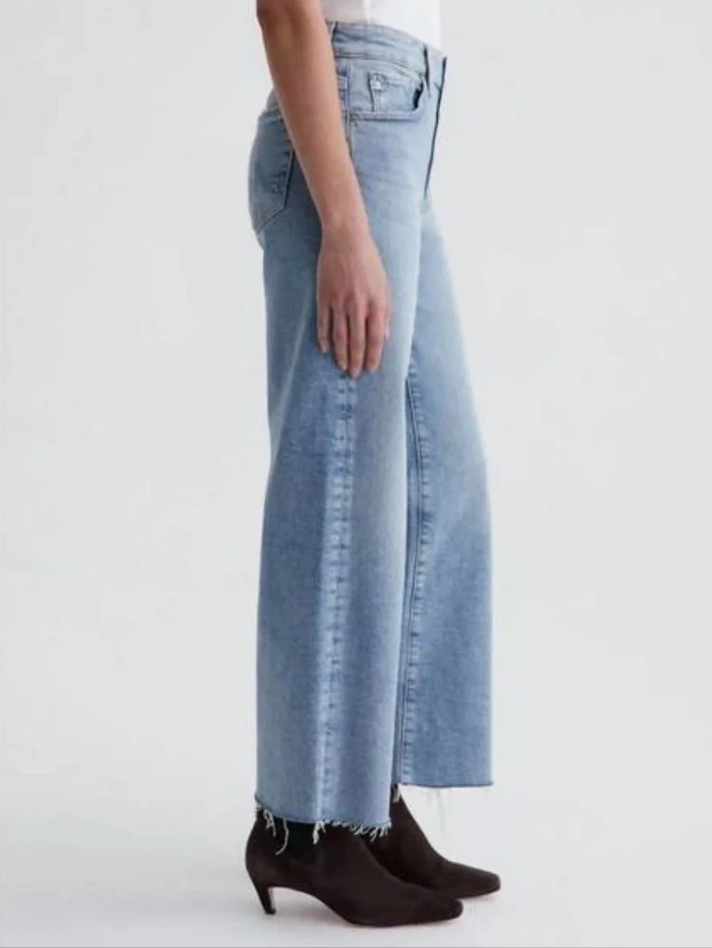 AG Saige Wide Leg Crop High Rise Jeans Eclipsed Blue Light Wash Denim Size 25